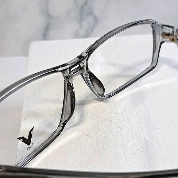 Made USA Rx'able eyeglass frame gray crystal glasses full rim men NEW 58-15-140 - Picture 4 of 5